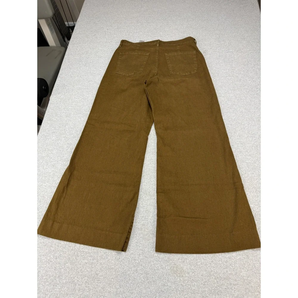 Banana Republic Women 30 Brown Linen Blend High Rise Wide Leg Flare Pants